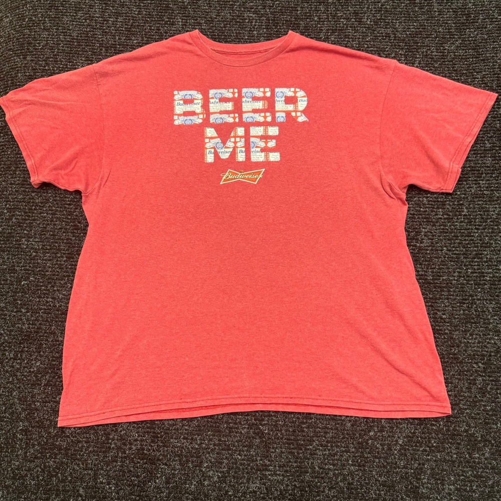 Budweiser Beer Me Graphic T-Shirt Mens XL Red Heather Short Sleeve Crewneck